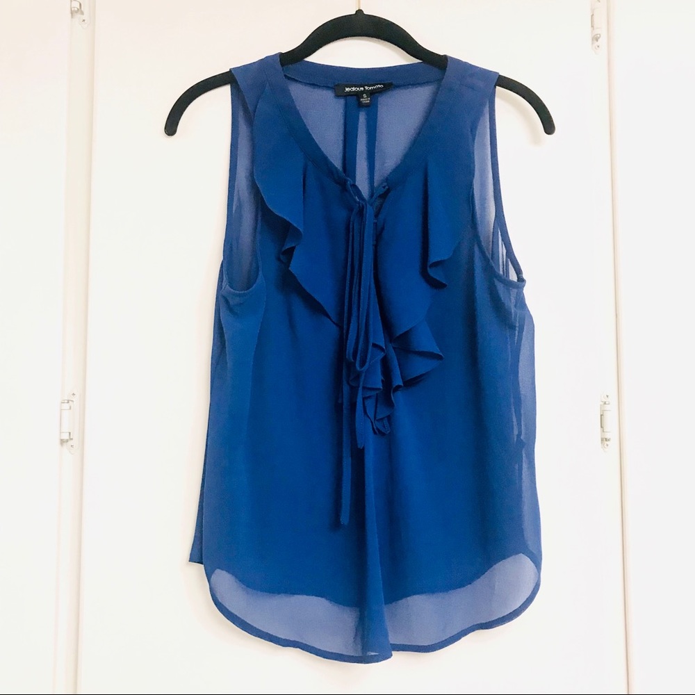 Jealous Tomato Sheer Ruffle Blouse NWOT